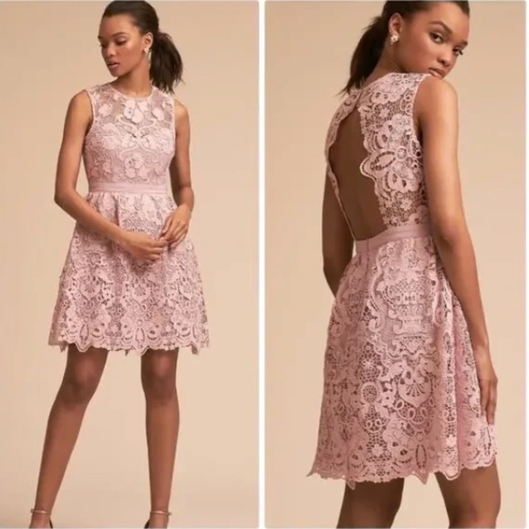 BHLDN Dresses & Skirts - BHLDN Rosaline Dress Size Small Light Pink Lace Cutout Mini Lilac Occasion